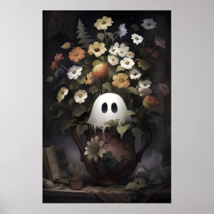 Poster Pot de fleurs fantôme rustique, imprimé portrait d