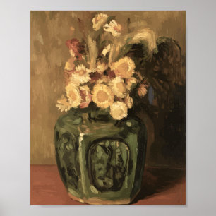 Poster Pot de gingembre de Van Gogh avec chrysanthèmes 