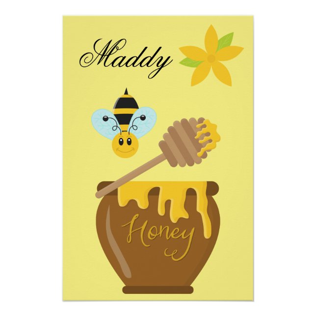 Poster Pot de miel Abeille de miel Pépinière Enfants Mur  (Devant)