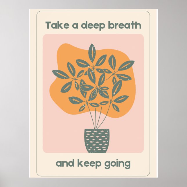 Poster Pot de Plante esthétique bio orange beige (Devant)