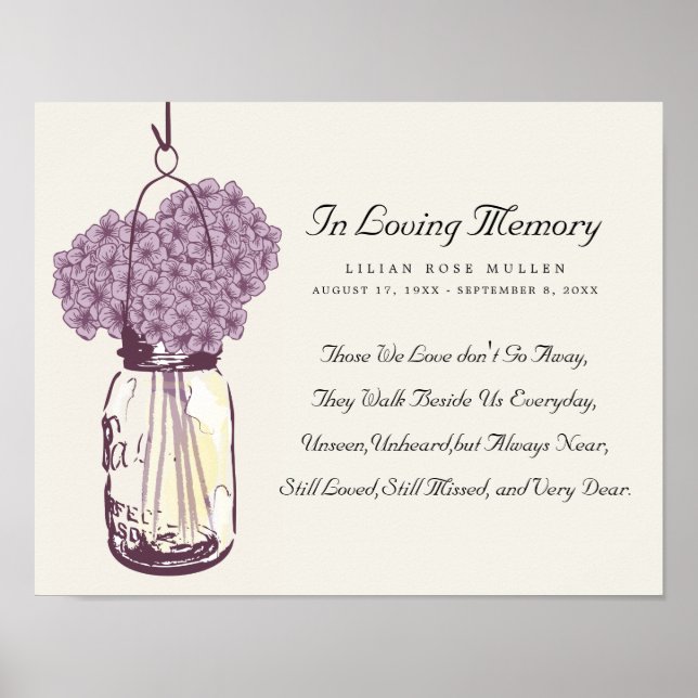 Poster Pot Mason et Hydrangeas (Devant)