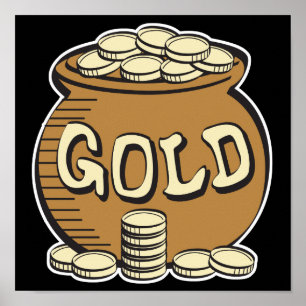 Poster pot rétro d'or