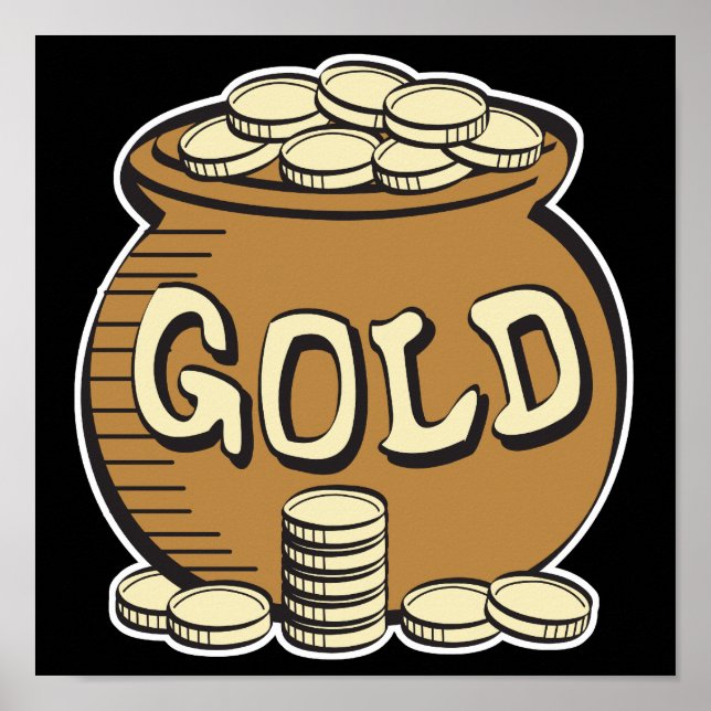 Poster pot rétro d'or (Devant)