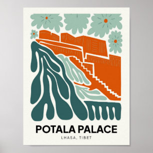 Poster Potala Palace Lhasa Tibet Voyage abstrait floral