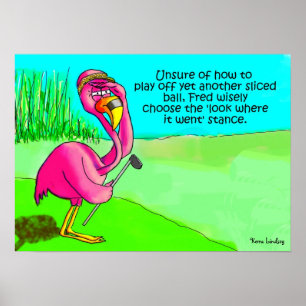 Poster Poteau perdu lunatique d'humour de boule de golf