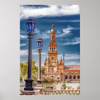 Poster Poteaux lumineux sur la Plaza de Espana