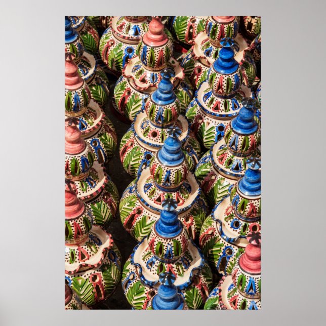 Poster Poterie à vendre sur le marché (Devant)