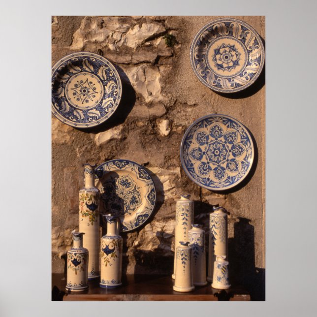 Poster Poterie bleue et crème Ombrie (Devant)