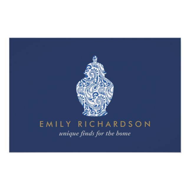 Poster Poterie Ginger Jar Bleu/Blanc Logo Télécharger (Devant)