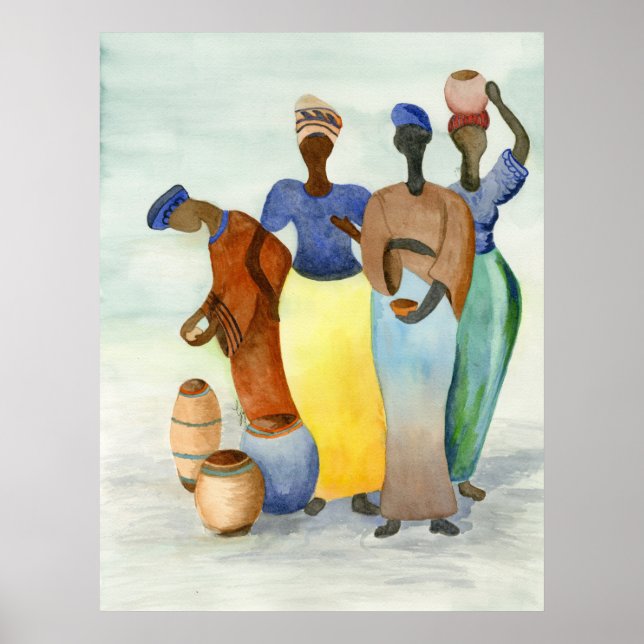Poster Pots africains pour dames et argile (Devant)
