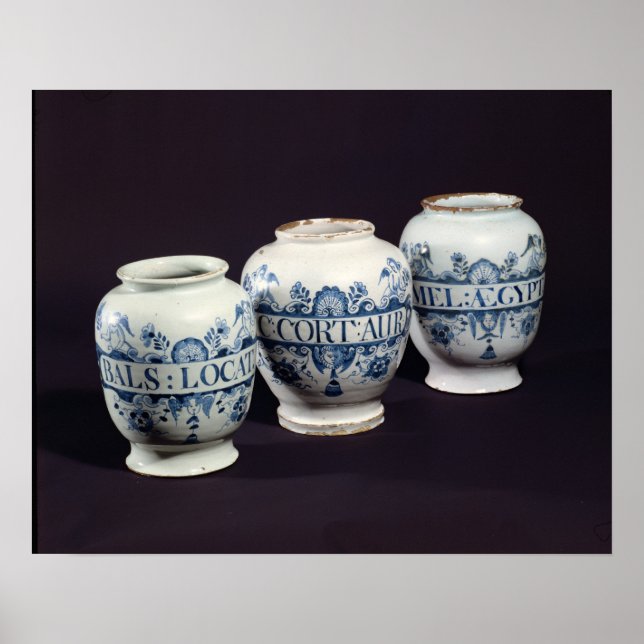 Poster Pots de drogue d'apothecaires, vers 1740 (Devant)