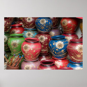 Poster Pots décorés, Huaraz, Cordillera Blanca