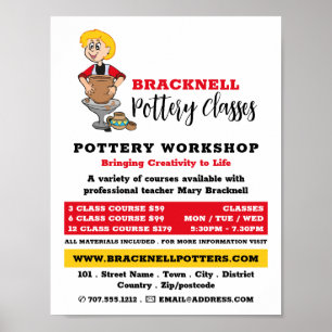 Poster Potter de dessin, Classes de poterie, Potters Adv