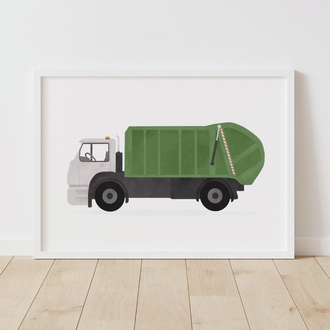 Poster Poubelle verte Truck Boys Décor Chambre (Créateur téléchargé)