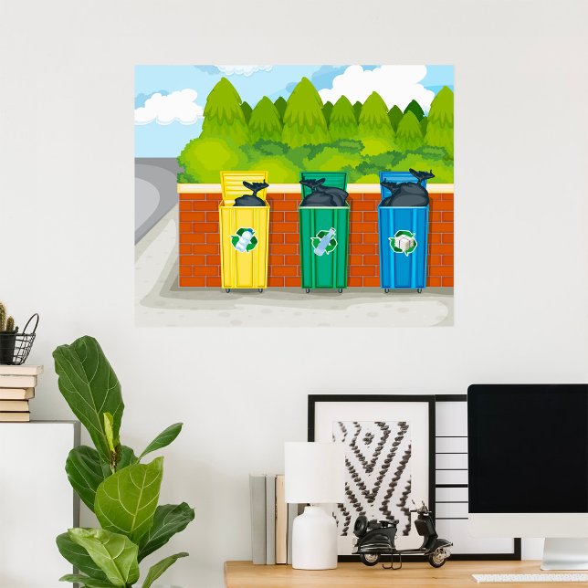 Poster Poubelles de tri des déchets codés par couleur (Créateur téléchargé)