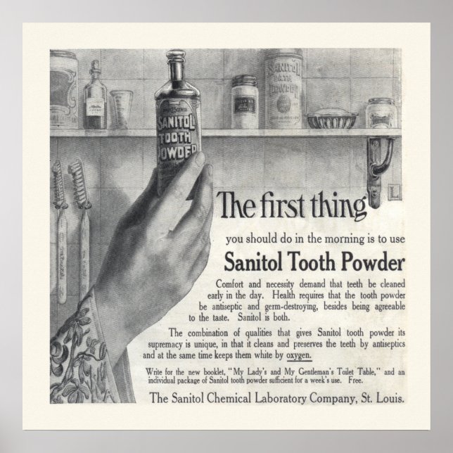 Poster Poudre de dents Sanitol vintage de 1906 (Devant)