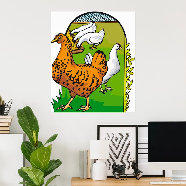 Poster Poulailler de poulets frais de la ferme Scène de c (Créateur téléchargé)