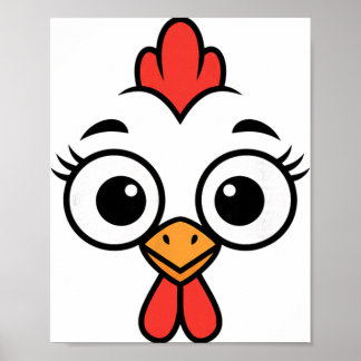 Poster Poule, visage de poule aux yeux écarquillés qui vo