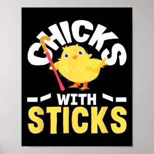Poster Poules Avec Bâtons Joueuse De Hockey Sur Gazon Amu