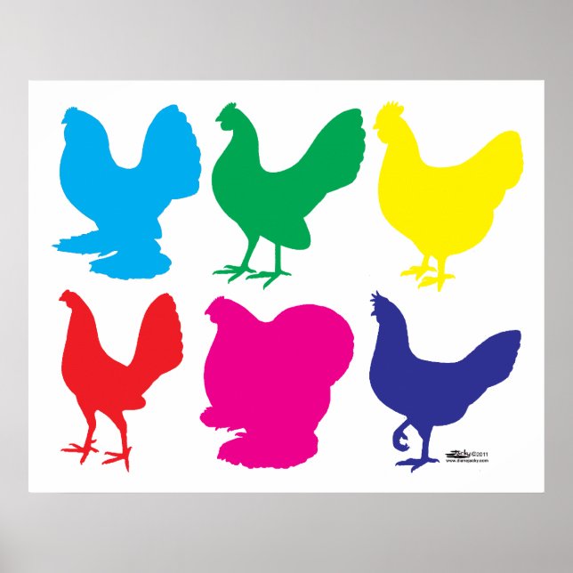 Poster Poules colorées (Devant)