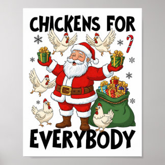 Poster Poules pour tout le monde Poule Noël Vacances