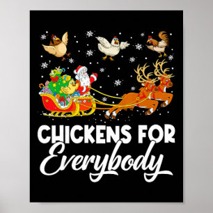 Poster Poules pour tout le monde Santa Sleigh Joyeux Noël