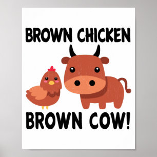Poster Poulet brun vache brune