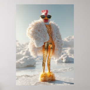 Poster Poulet de Glam sur glace