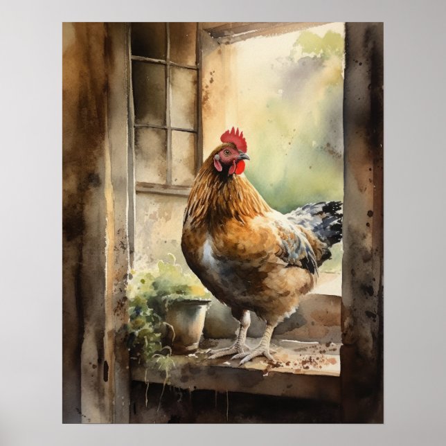 Poster Poulet de la ferme Animal Art Imprimer l'affiche (Devant)