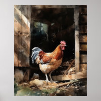 Poulet de la ferme Animal Art Imprimer l'affiche