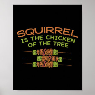 Poster Poulet De L'Arbre, Drôle Chasseur D'Écureuil Bbq G