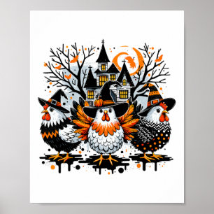 Poster Poulet d'Halloween Agriculteur Poulet fille