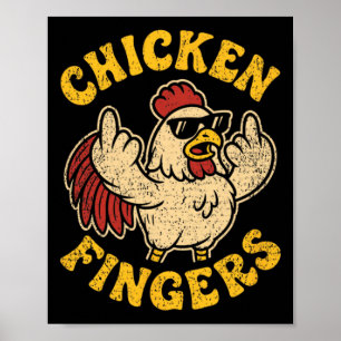 Poster Poulet en colère faisant un doigt d'honneur au mil