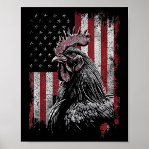 Poster Poulet Hen Lover 4 juillet Patriotique Usa Indepe