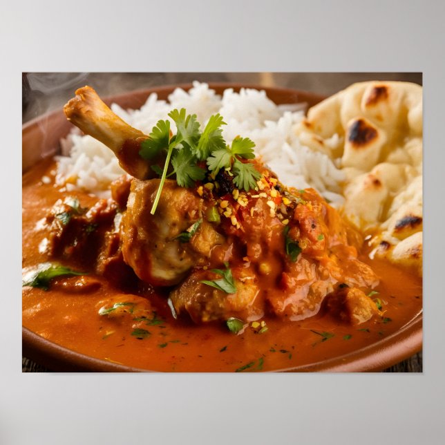 Poster Poulet indien Tikka Masala Curry Repas (Devant)