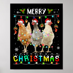 Poster Poulet Joyeux Noël Famille Correspondant Poulets P