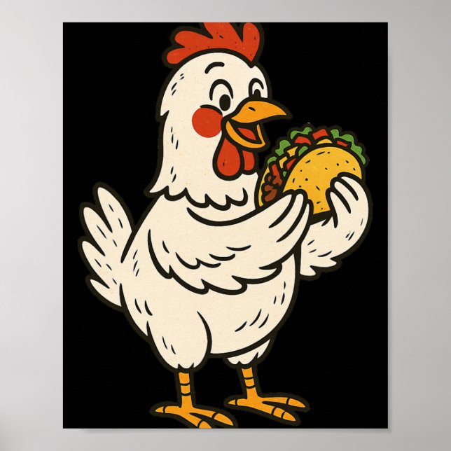 Poster Poulet mangeant un taco _1  (Devant)