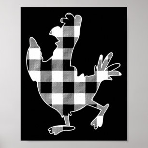 Poster Poulet Noir & Bison blanc Plaid Merry Chri