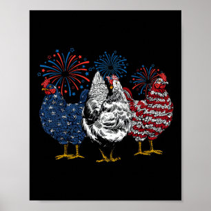 Poster Poulet patriotique américain 4 juillet jour de l'i