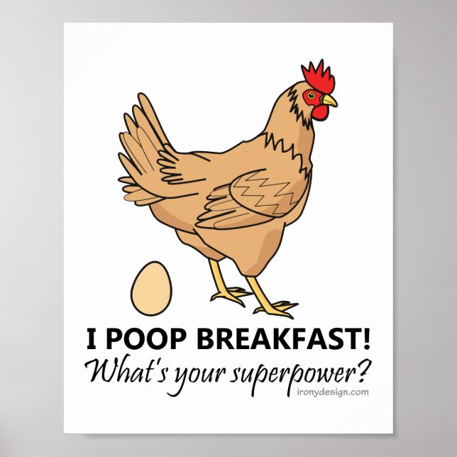 Poster Poulet Poops Petit Déjeuner Drôle (Devant)