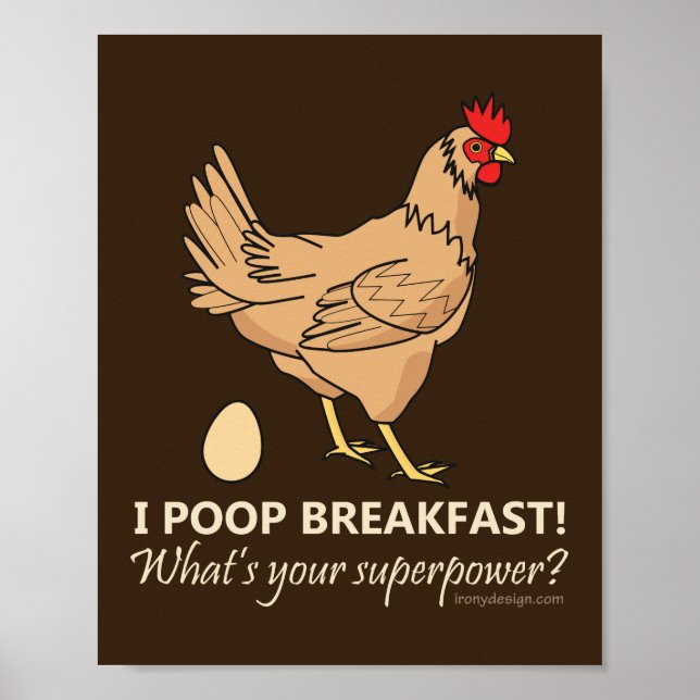 Poster Poulet Poops Petit-déjeuner Drôle Design (Devant)