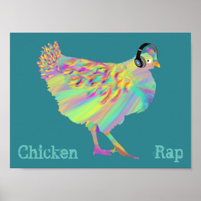 Poster Poulet Rap Viande Drôle Gratuit Végétal Musique An (Devant)
