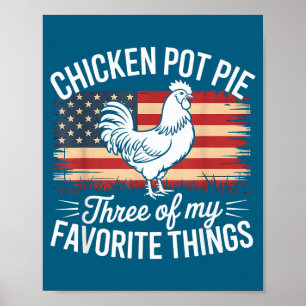 Poster Poulet T E Trois de Mes Choses Préférées Drôle 