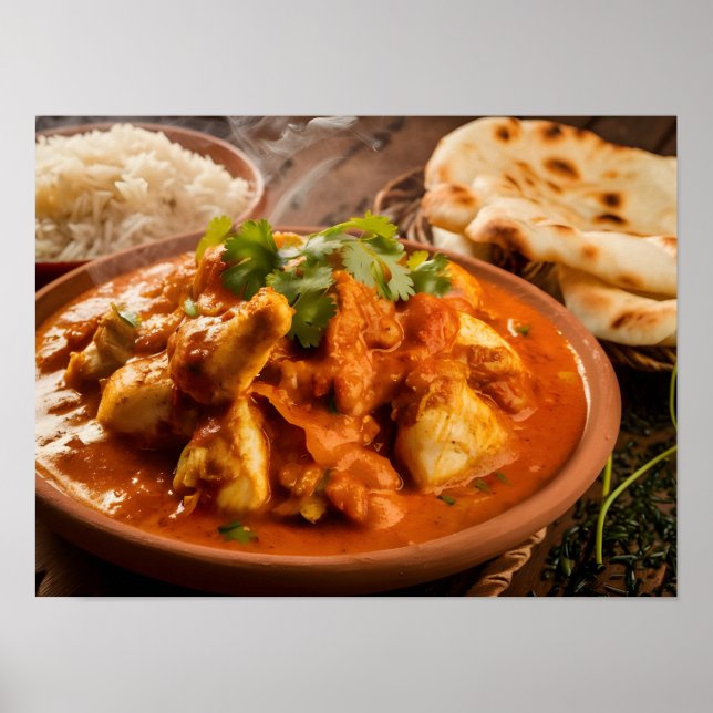 Poster Poulet Tikka Masala Curry au riz (Devant)