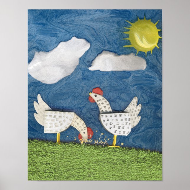 Poster Poulets dans le triage - photo diorama (Devant)