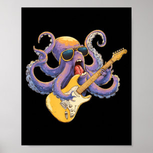 Poster Poulpe à lunettes avec guitare électrique pour un