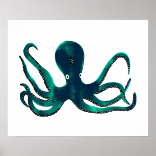 Poster Poulpe de turquoise