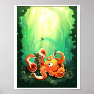 Poster Poulpe jouant Jennga