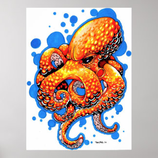 Poster poulpe orange
