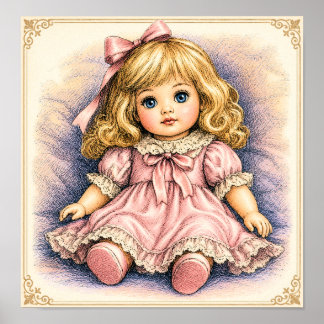 Poster Poupée ancienne vintage